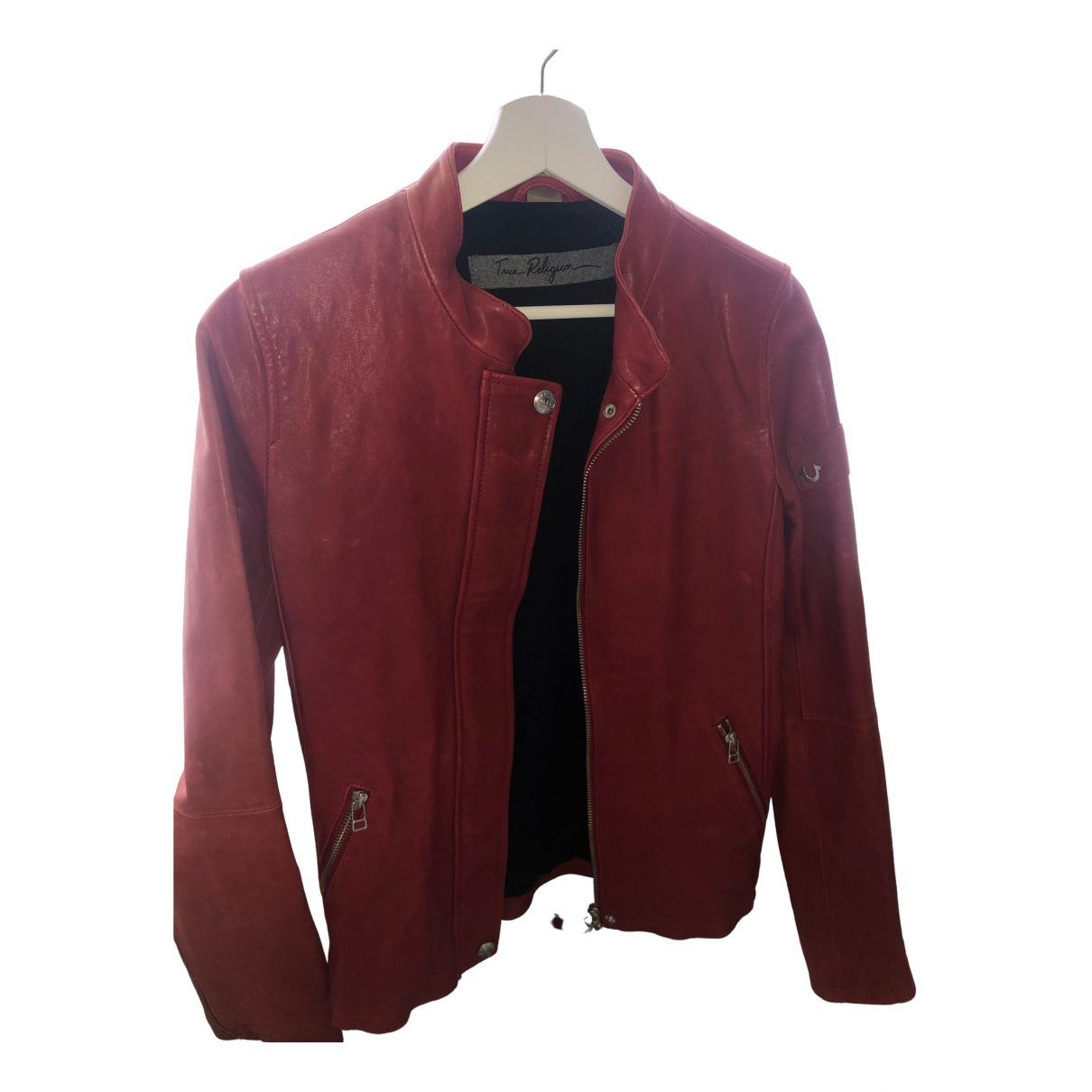 Leather jacket True Religion Red size 